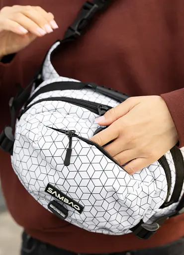 Сумка через плечо женская бананка Sambag Flex Pro принт "Square" 30×17×15 см (85451150) - фото 8