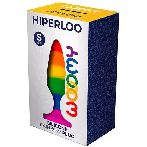 Силиконовая анальная пробка Wooomy Hiperloo silicone Rainbow Plug S - фото 3