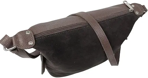 Женская сумка из натуральной кожи и замши Borsacomoda темно-коричневая sum0028738 - фото 6