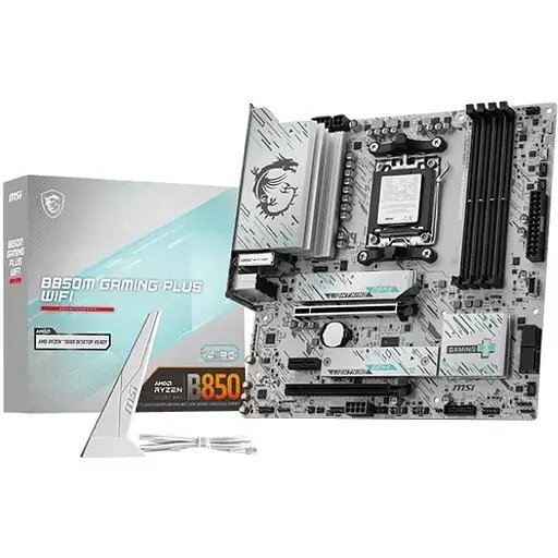 Материнская плата MSI AM5 B850M Gaming PLUS WIFI, B850, 4xDDR5, Int.Video (CPU), 4xSATA3, 2xM.2, 1xPCI-E 5.0 x16, 1xPCI-E 4.0 x16, 1xPCI-E 3.0 x1, ALC897, 8126 5G, WiFi 7, Bluetooth 5.4, 11xUSB 3.2 / 4xUSB 2.0, HDMI/DP, MicroATX - фото 2