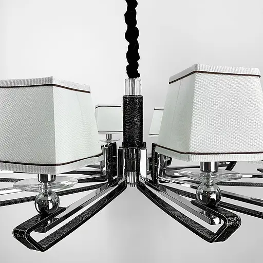 Люстра с черной экокожией на 10 абажуров Line.F S 1449/10 BK - фото 4