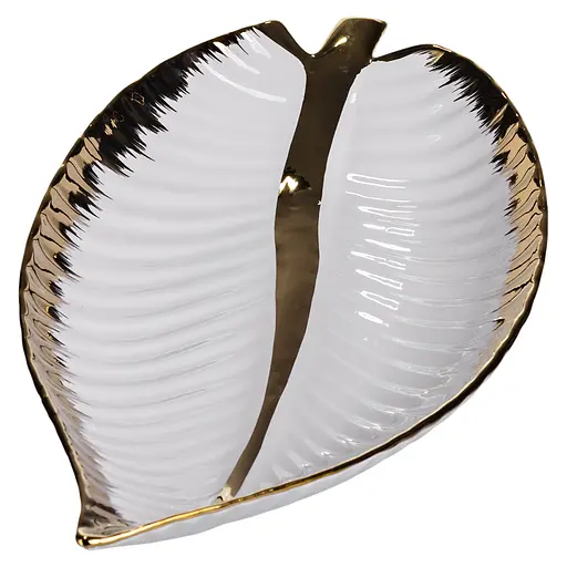 Фарфоровое блюдо для сервировки стола в форме листьев 45×24×5.5 (см) блюдо для подачи закусок Золото Yiwu WH047