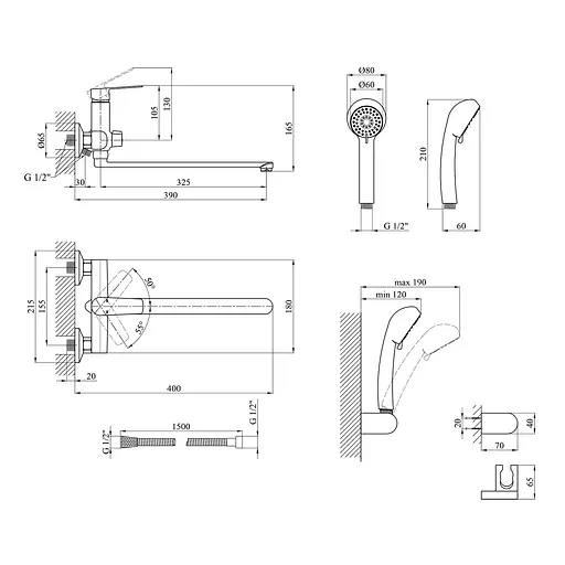 Змішувач для ванної Kroner KRP Brocken - C070 CV023598 Хром - фото 2