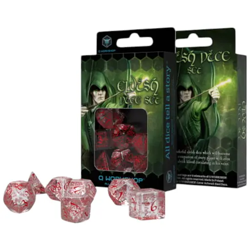 Набір кубиків Elvish Translucent & red Dice Set , 7 шт. (SELV05)