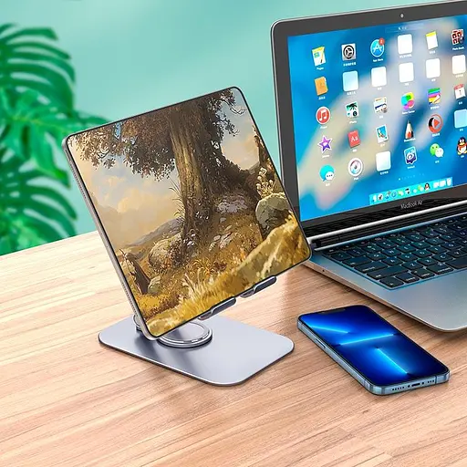 Тримач Hoco PH50 Plus Ivey dual axis rotating metal tablet desktop holder настільний для планшетів 4.5-12" - фото 8