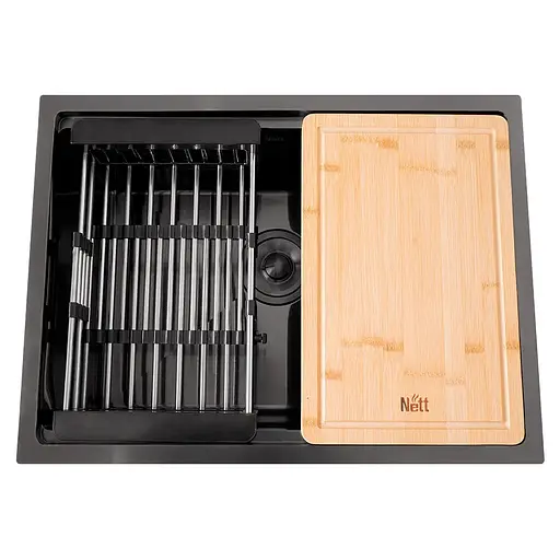 Кухонна мийка під стільницю чорне 1.5 мм з PVD покриттям Nett NB-5742, Чорний - фото 6