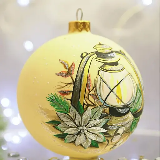 Ялинкова прикраса Санта Шоп Ліхтарик з бавовною скло (4820001106930) - фото 2