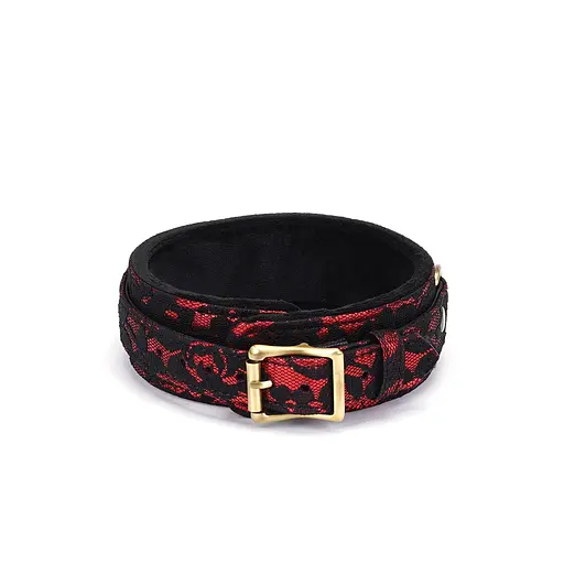 Нашийник з повідцем Liebe Seele Victorian Garden Lace and Vegan Collar With Leash чорний з червоним - фото 3