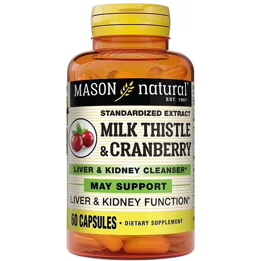 Натуральна добавка Mason Natural Milk Thistle/Cranberry Standardized Extract, 60 капсул