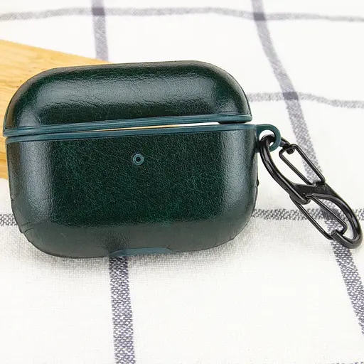 Кожаный футляр Leather series для наушников AirPods Pro Зеленый - фото 4