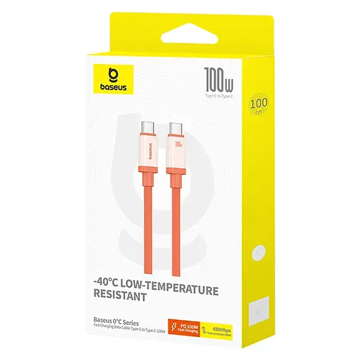 Дата кабель Baseus 0°C Series Fast Charging Type-C to Type-C 100W (1m) (P10368800731) Canyon Coral - фото 5