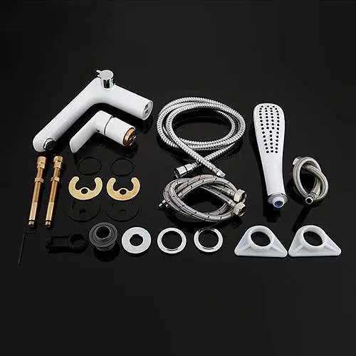 Смеситель на борт ванны врезной 3 элемента белый/хром Gappo Noar 1/3 G1148, Белый - фото 5