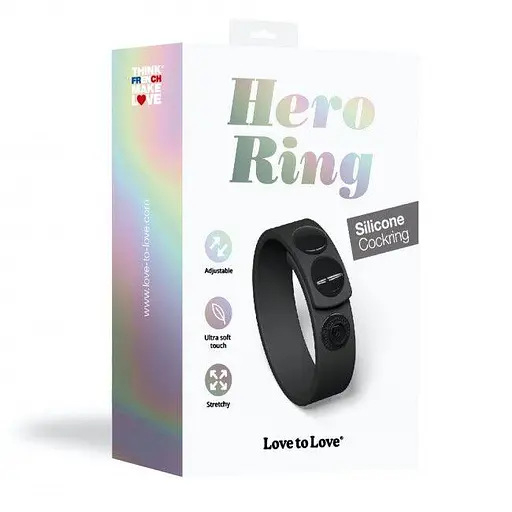 Ерекційне кільце Love To Love Hero Ring регульоване на кнопках Black Onyx - фото 7