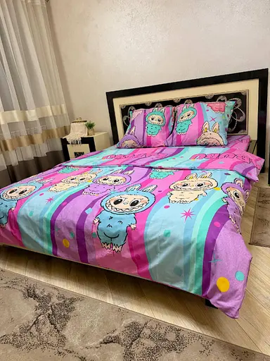 Постільна білизна бавовняна Лабубу веселка Півтораспальна 150 x 220 Бязь 50 х 70