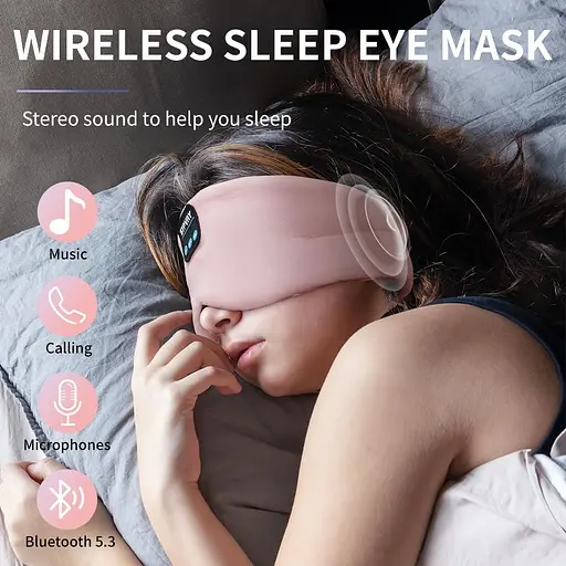 Маска для сну Bluetooth 5.4 Навушники М'яка бездротова пов'язка на голову Blackout з мікрофоном - фото 6