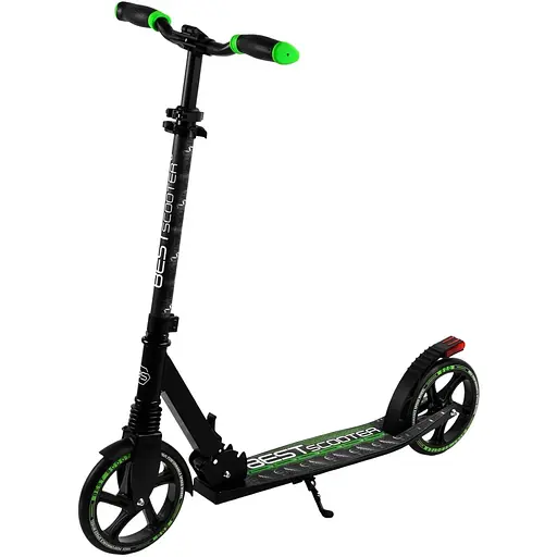 Самокат Best Scooter 57х14х80-98.5 см Черно-зеленый 000231603 - фото 1