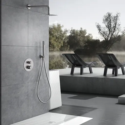 Душова система прихованого монтажу з термостатом Imex Line матовий нікель GTD038/NQ, Шліфований чорний хром - фото 2