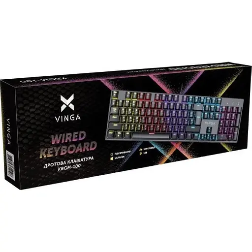 Клавіатура Vinga KBGM-100 LED Blue Switch USB Black (KBGM-100 Black) - фото 8