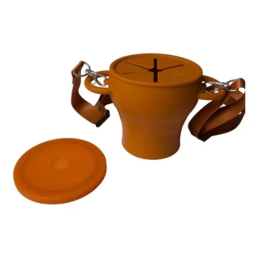 Безопасная пищевая силиконовая складная чашка oldbro 450 мл orange dark - фото 3