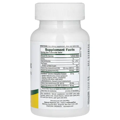 Вітаміни Nature's Plus VIT D & K Complex 125 mcg 5000 IU/ 240 mcg 60 tabs (1086-2023-10-3238) - фото 2