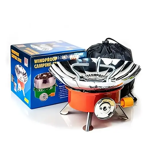 Портативная туристическая газовая плита Kovar K-203 с ветрозащитой и пьезоподжигом - фото 6