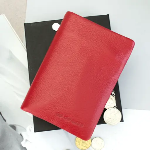 Гаманець жіночий шкіряний De Esse LC14288-GD02 маленький на магніті червоний - фото 5