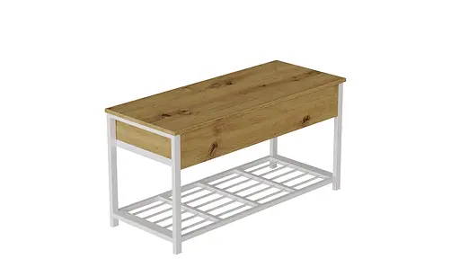 Банкетка з ящиком Ferrum-decor Дрейк 1 550x1000x400 метал Білий ДСП Дуб Артізан 16 мм (FRD-103057) - фото 2