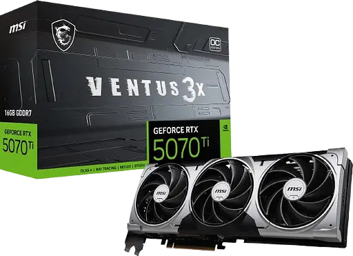Відеокарта GeForce RTX 5070 Ti 16GB MSI Ventus 3X OC (RTX 5070 Ti 16G VENTUS 3X OC)