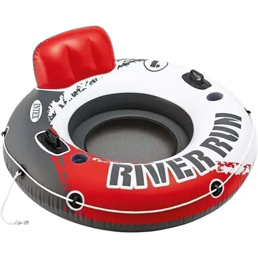 Надувное кресло с ручками Intex 56825 EU River Run. Диаметром 135см, подстаканники, трос