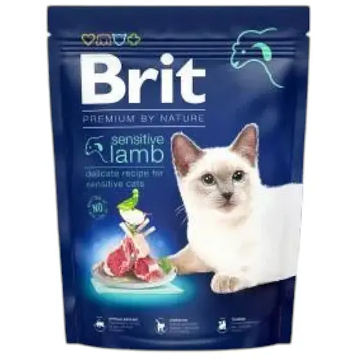 Сухий корм Brit Premium Cat by Nature Sensitive для кішок із чутливим травленням, з ягням, 300 г