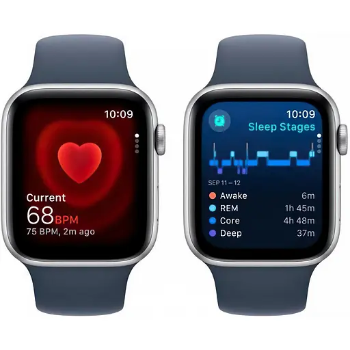 Смарт-часы Apple Watch SE 2 GPS 40mm Silver Aluminium Case with Storm Blue Sport Band M/L MRE23 - фото 4