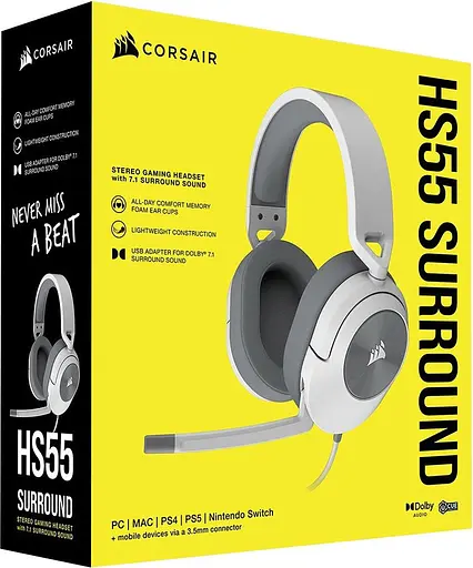 Ігрові навушники Corsair HS55 Surround White (CA-9011266) [75608] - фото 7