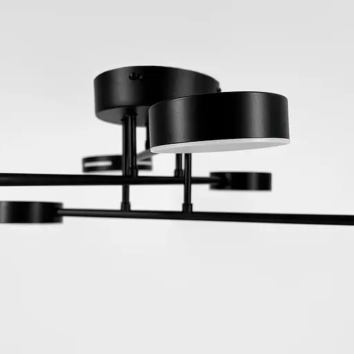 Чорна стельова люстра на 3+3 світлових кругів Ø 65 см | Арт. 77031/3+3 BK | Line F - фото 5