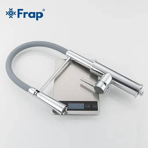 F4452-6 Змішувач для кухні гнучкий гусак U гайка сірий/хром Ø40 Frap 1/10 Сірий - фото 7