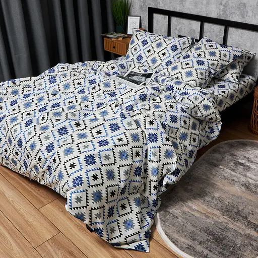 Пододеяльник Moon&Star Бязь Gold Люкс Blue Mosaic Полуторный Евро 160x220 см - фото 3