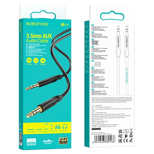 Аудіокабель BOROFONE BL16 Clear sound AUX audio cable Black - фото 2