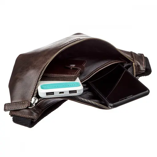 Чоловіча шкіряна сумка на пояс GRANDE PELLE 26х11х7 см sum0022330 - фото 3