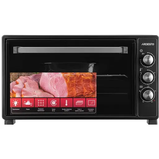 Електропіч Ardesto 1700 Вт, 48 л, хром.тени, таймер, підсвічув., вертел, чорний - фото 2