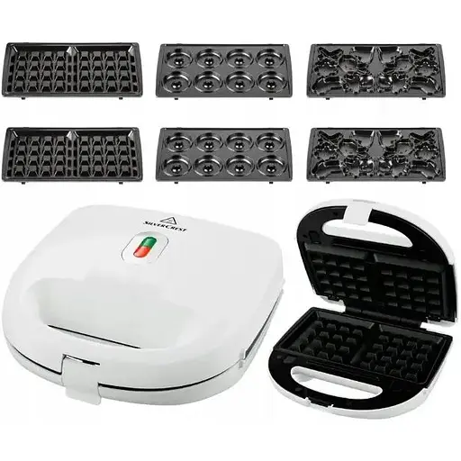 Вафельниця Silver Crest SWEW 750 D2, 750 Вт, 3 змінні пластини для бельгійських вафель, пончиків і печива - фото 3