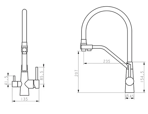 Змішувач для кухні Lidz Aria 020F3 з гнучким виливом з підключенням для питної води LDARI020F3BLA39212 - фото 8