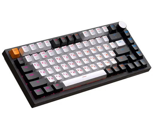 Клавиатура беспроводная игровая механическая GamePro MK-160-B Pro Black-White QLAB Orange Switches Hot-Swap - фото 2