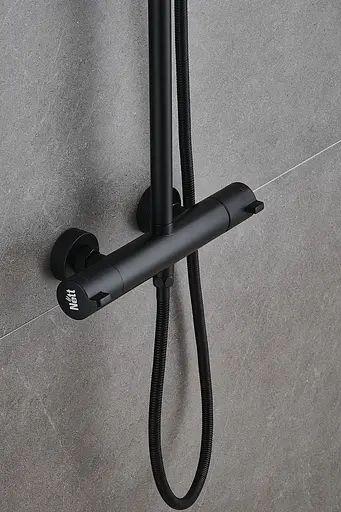 Душова система зовнішнього монтажу Nett з термостатом для душу SSB-24, Чорний - фото 4