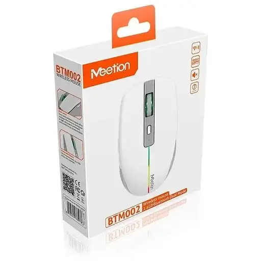 Комп'ютерна миша Mееtion BTM002 RGB 1000-1200-1600 dpi 6 кнопок USB 2.4G бездротова ігрова біла - фото 6