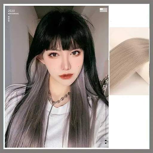 Пасмо прямих термостійких волосків на шпильці 60 см Сірий - фото 2