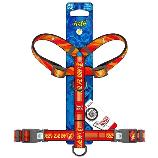 Шлея для собак Waudog Nylon анатомічна H-подібна з QR-паспортом, світловідбивна, малюнок "Флеш Лого", пластиковий фастекс, L - фото 3