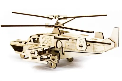 Дерев'яний конструктор Гелікоптер Хокум 88 деталей - фото 1