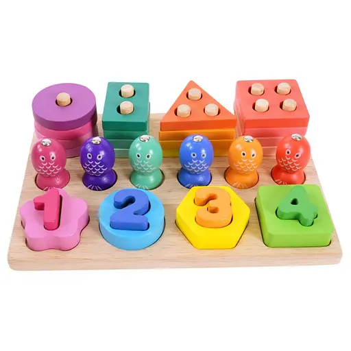 Детская деревянная игрушка "Пирамидка-сортер" Bambi C9416 рыбалка, вкладыши - фото 2