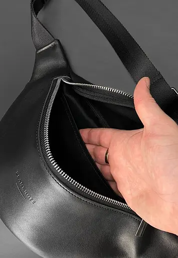 Шкіряна поясна сумка-бананка Kanny чорна - фото 5