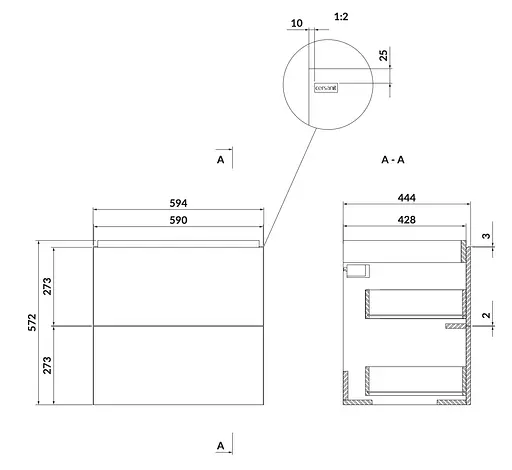 Тумба під умивальник Cersanit Larga 60 Сірий S932-072 - фото 4