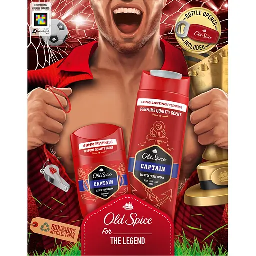 Подарунковий набір Old Spice Footballer: Дезодорант-стік 50 мл + Гель для душу 3 в 1 Captain 250 мл + Відкривачка для пляшок Old Spice - фото 4